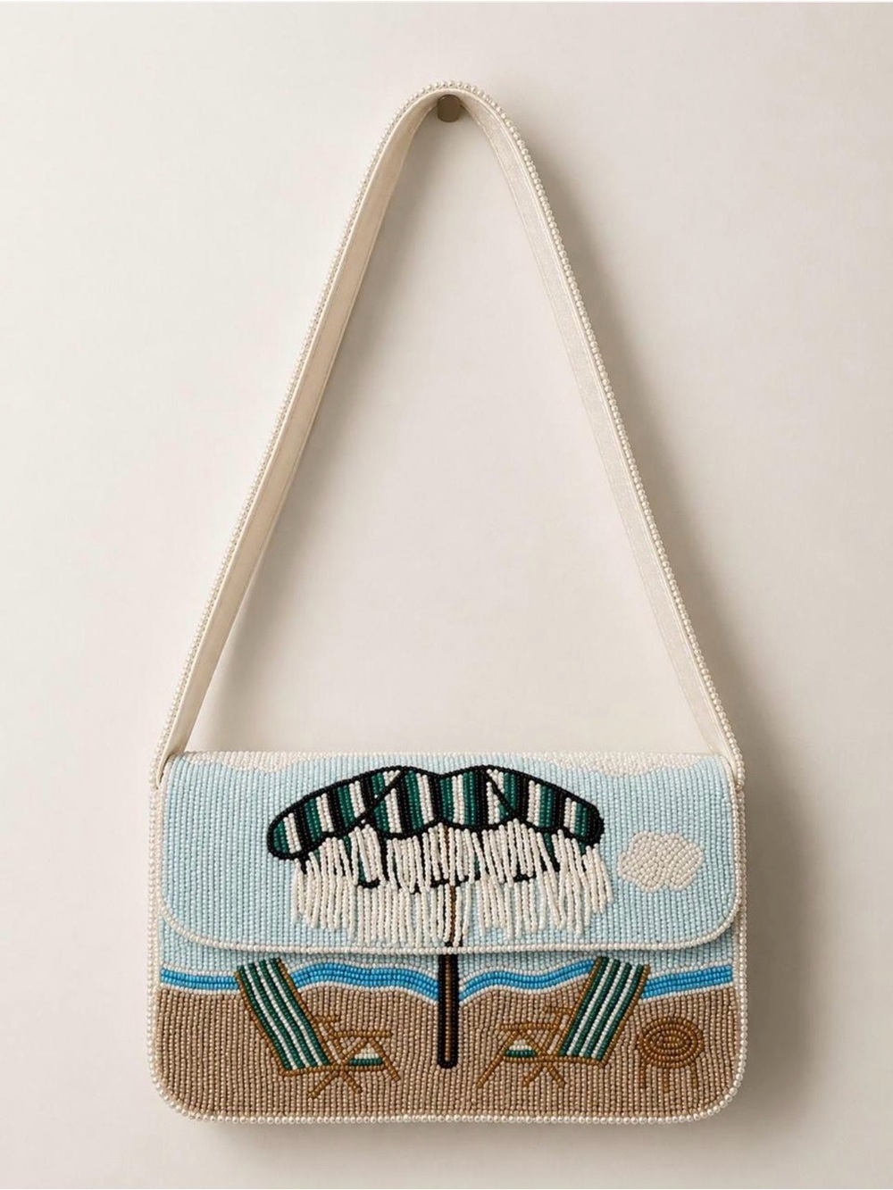 Beaded Beach Umbrella Shoulder Bag